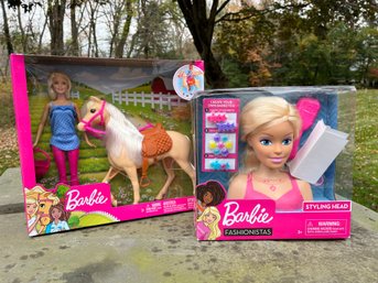 A Set Of Barbie Toys - Barbie Fashionista And Horse Riding Barbie With Her Stead - New In Packaging