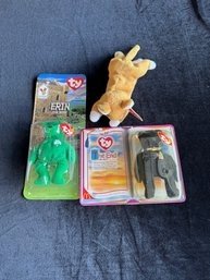 3 Ty Beanie Babies Erin The Irish Bear, The End The Bear, & Nip #22 MH