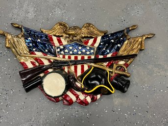 Vintage Fiberglass Wall Hanging, Eagle With Flag