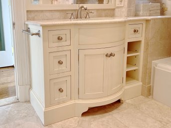 A Custom Bow Front Vanity - Kohler Ribbed Sink - Jado Hardware - Bath 1A