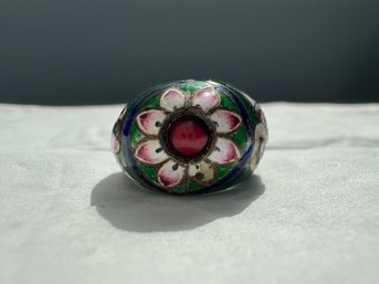 Colorful Floral Cloisonne Enamel Work Ring Size 5.5