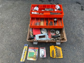 Tool Box Full Of Drill Bits, Hole Saws, And More