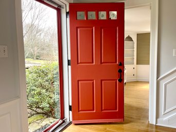 A Vintage Bullet Glass Front Door - Includes Frame  - Storm And Lovely Hardware