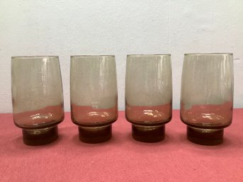 Libby Tawny Smoked Glasses Lot Of 4