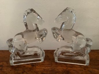 Crystal Glass Horse Bookends