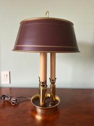 A Vintage Boulliot Style Table Lamp - 3 Candle - Tole Shade