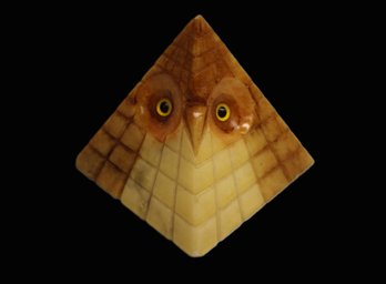 Vintage Noymer Quirky Genuine Alabaster Owl Pyramid - Made In Italy