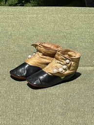 Antique Victorian Baby Doll Children's Leather Button Up Shoes