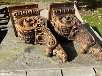 A Pair Of Large Decorative Corbels - Cast Plaster