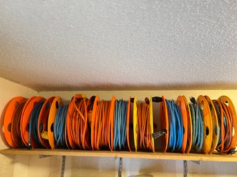 Lot Of 10 Extension Cords On Plastic Reels