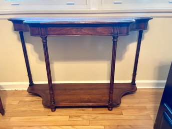 Dark Stained Wood Console Table With Carved Legs
