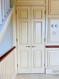 A Pair Of Custom Solid Wood Double Doors - 35' Opening -  Baldwin Hardware - Brass Hinges - Kitchen