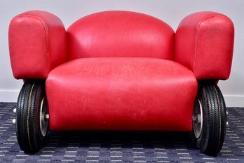 Design Emphasis Red Leather Car Chair