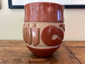 Mary Archuleta Santa Clara Redware Pottery, Signed