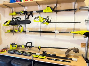 Incredible Ryobi Tool Set With Chainsaw, Hedge Trimmer, String Trimmer, Pole Saw, And More