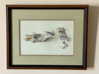 Fish Flies Resting On Birch Bark Watercolor Signed James Swann