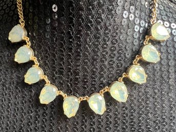 Milky Iridescent Teardrop Festoon Necklace