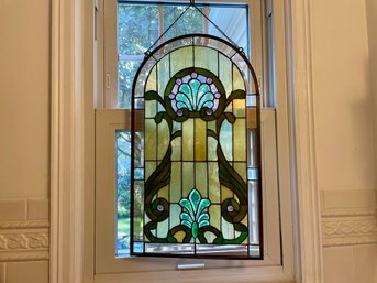Stained Glass Arch Form Hanging Panel