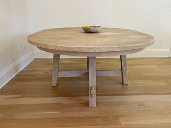 A Toscana Trestle Extension Dining Table - Round Or Oval - Pottery Barn - Seadrift Finish
