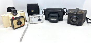 Cameras: Kodak Easyshare, Brownie Special Six-16, Poloroid Land Camera Swinger Model 20 & Bell & Howell