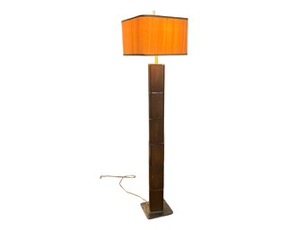 Modeline Of California Style Solid Teak Architectural Floor Lamp Orig Shade And Metal Diffuser Sceen