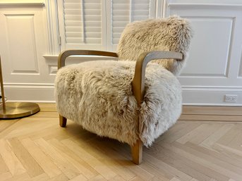 A Timothy Oulton Original Cabana Chair In Yeti Beige - Sheepskin And Oak Lounge Chair  - 1 Of 2