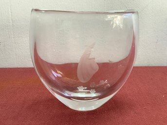 Little Girl Etched Glass Vase