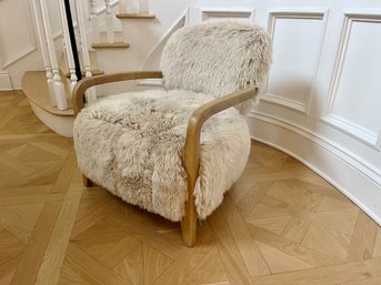 A Timothy Oulton Original Cabana Chair In Yeti Beige - Sheepskin And Oak Lounge Chair  - 2 Of 2