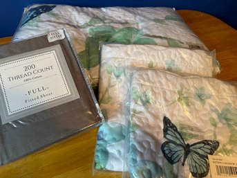 Butterfly Blossom Full/queen Quilt & 2 Matching Pillow Shams Plus...