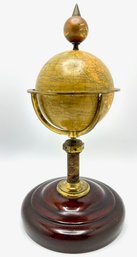 Vintage Wooden Globe On Wood & Brass Stand With Original 1949 Receipt For $100