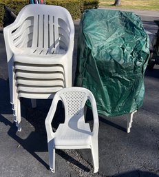 (12) Rubbermaid Outdoor Patio Chairs With Cover And Two Small Chairs
