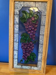 Stained Glass Raised Grape Framed Window