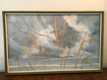 Signed Watercolor With Texture Art