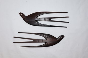 Pair Of Kenyan Ebony Wood Swallow Hair Pins/Combs