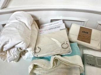 A Collection Of Linens - Dining Chair Slipcovers - Curtain Panels - Table Cloth