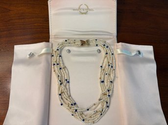 Sydel & Sydel 14K Gold Eight-Strand Freshwater Pearl & Lapis Lazuli Necklace