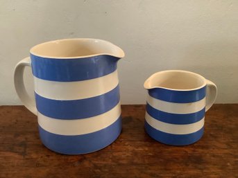 Cloverleaf L.g. Green Blue Striped Pitchers