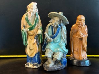 Beautifully Detailed Kutani Japanese Porcelain Figurine Depicting Two Wise Men Engaged With A Scroll