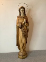 Carved Wood Virgin Mary Statue