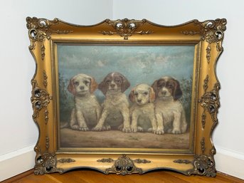 Antique 1800s Claudius Schreyer Dog Portrait Signed Original Painting