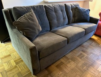 Gray Velvet Queen Sofa Bed With DreamQuest Memory Foam Mattress