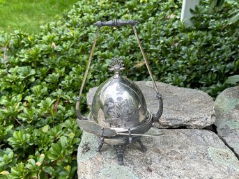 Vintage James W Tufts Silver Plated Butter Dish With Butter Knife Spreader