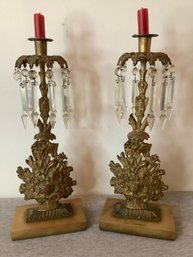 Antique Brass Floral Candelabras