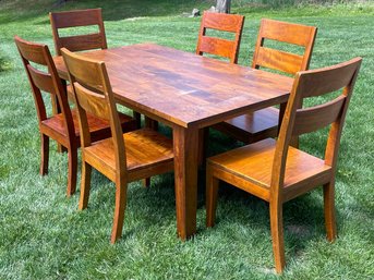 A Basque Hardwood Dining Table And Set Of 10 Chairs By Crate & Barrel