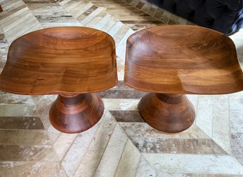 Pair Of Carved Wood Stools