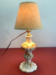 Golden Yellow Floral Painted Table Lamp