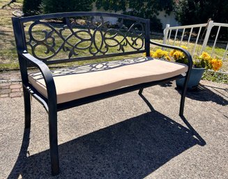 50 Inch Outdoor Metal Garden Bench With Cushion