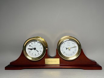 Weems & Plath Commodore's Nautical Clock And Barometer Set