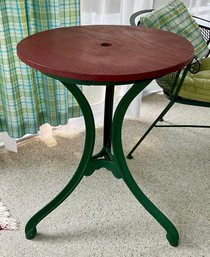 Vintage Cast Iron Patio Table With Wood Top