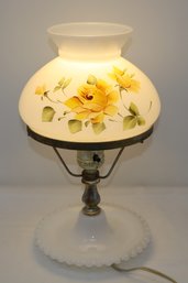Vintage Milk Glass Hurricane Table Lamp